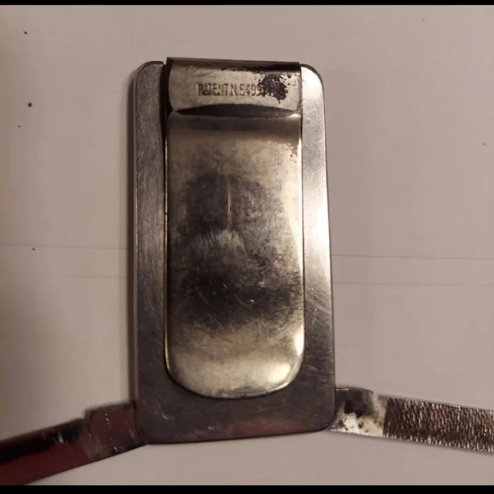 SAM FOX MUSIC PUBLISHING ANTIQUE SILVER (ITALY) MONEY CLIP NAIL FILE VERY RARE!